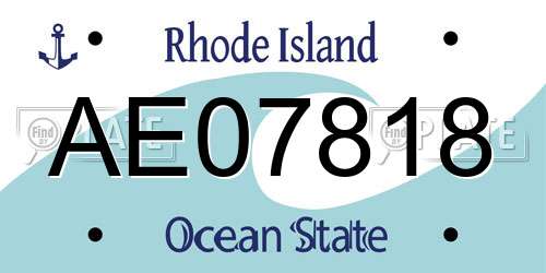 AE07818 Rhode Island License Plate