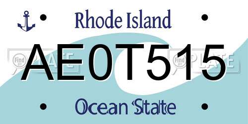 AE0T515 Rhode Island License Plate