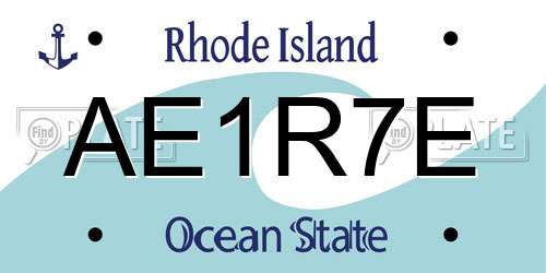 AE1R7E Rhode Island License Plate