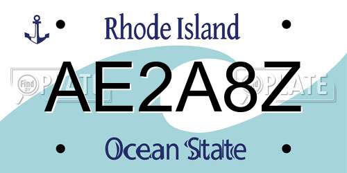 AE2A8Z Rhode Island License Plate