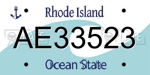 AE33523 Rhode Island License Plate