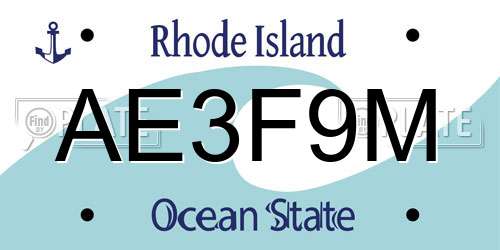 AE3F9M Rhode Island License Plate