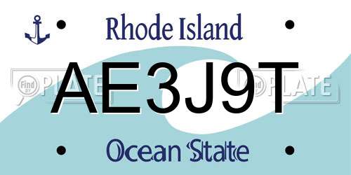 AE3J9T Rhode Island License Plate