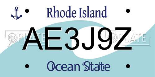 AE3J9Z Rhode Island License Plate