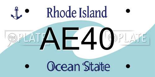 AE40 Rhode Island License Plate