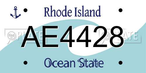 AE4428 Rhode Island License Plate