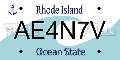 AE4N7V Rhode Island License Plate