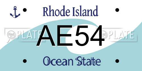 AE54 Rhode Island License Plate