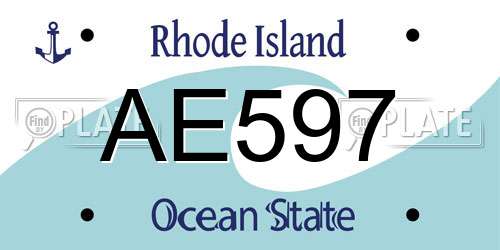 AE597 Rhode Island License Plate