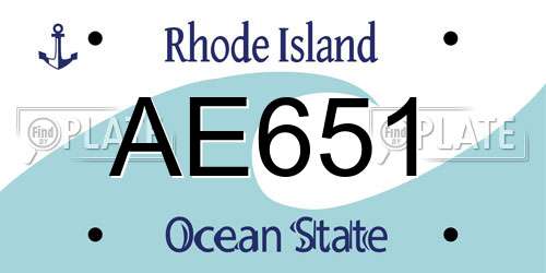 AE651 Rhode Island License Plate