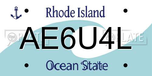 AE6U4L Rhode Island License Plate