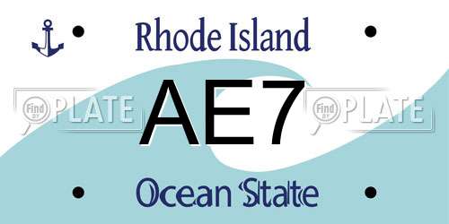 AE7 Rhode Island License Plate