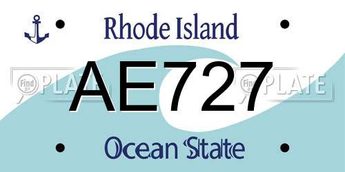 AE727 Rhode Island License Plate