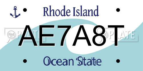 AE7A8T Rhode Island License Plate
