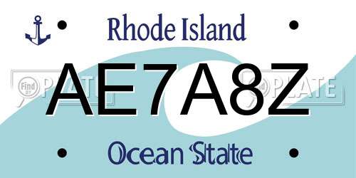AE7A8Z Rhode Island License Plate