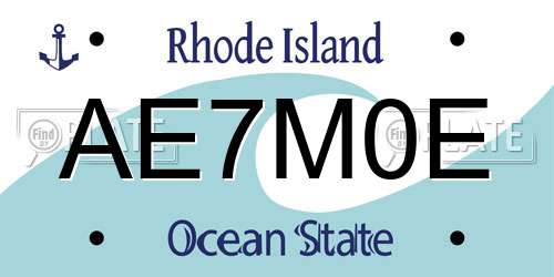 AE7M0E Rhode Island License Plate