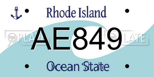 AE849 Rhode Island License Plate