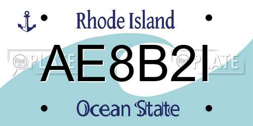 AE8B2I Rhode Island License Plate