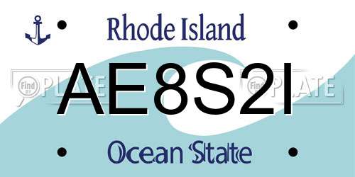 AE8S2I Rhode Island License Plate