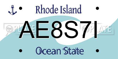 AE8S7I Rhode Island License Plate