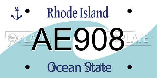 AE908 Rhode Island License Plate