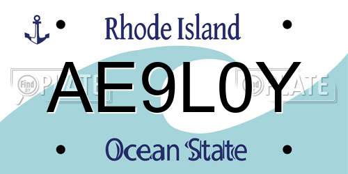 AE9L0Y Rhode Island License Plate