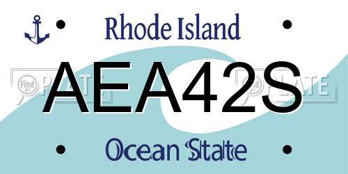 AEA42S Rhode Island License Plate