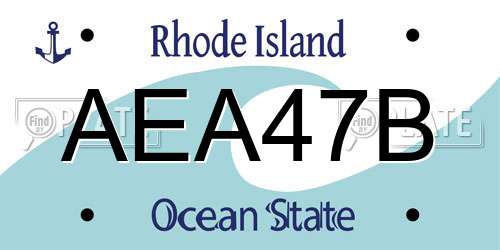 AEA47B Rhode Island License Plate