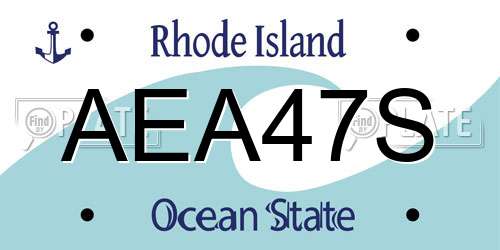 AEA47S Rhode Island License Plate