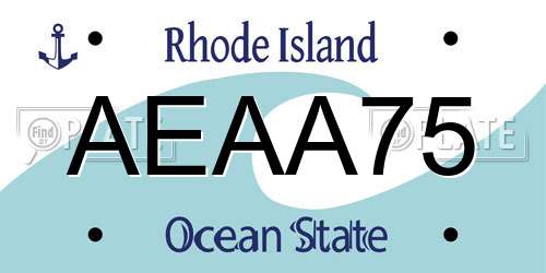 AEAA75 Rhode Island License Plate