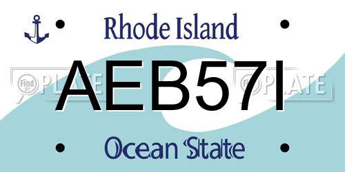 AEB57I Rhode Island License Plate