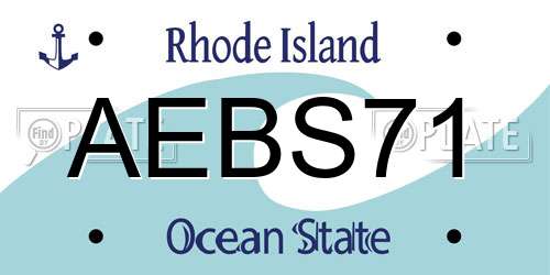 AEBS71 Rhode Island License Plate