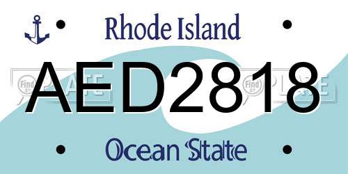 AED2818 Rhode Island License Plate