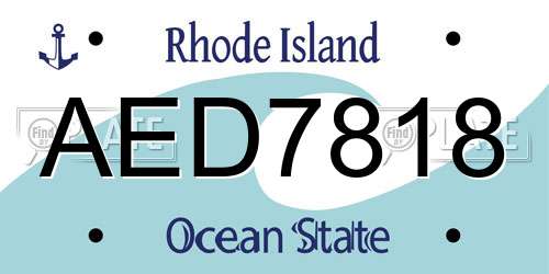 AED7818 Rhode Island License Plate
