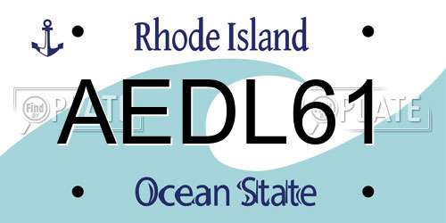 AEDL61 Rhode Island License Plate