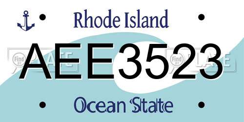 AEE3523 Rhode Island License Plate