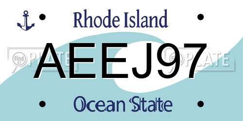 AEEJ97 Rhode Island License Plate