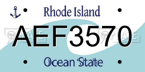 AEF3570 Rhode Island License Plate