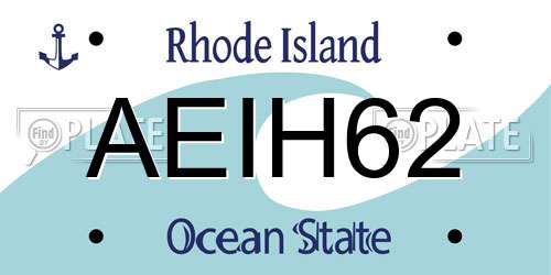AEIH62 Rhode Island License Plate