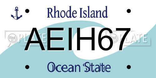 AEIH67 Rhode Island License Plate