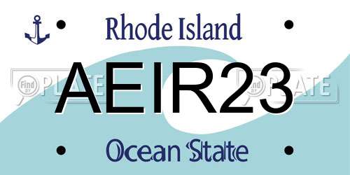 AEIR23 Rhode Island License Plate