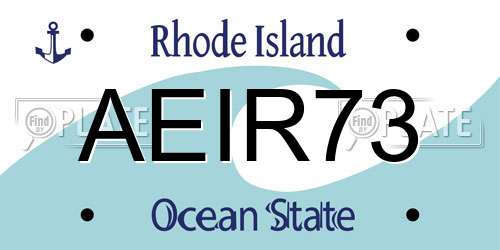 AEIR73 Rhode Island License Plate
