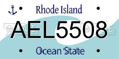 AEL5508 Rhode Island License Plate