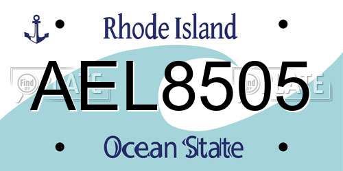 AEL8505 Rhode Island License Plate