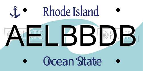 AELBBDB Rhode Island License Plate