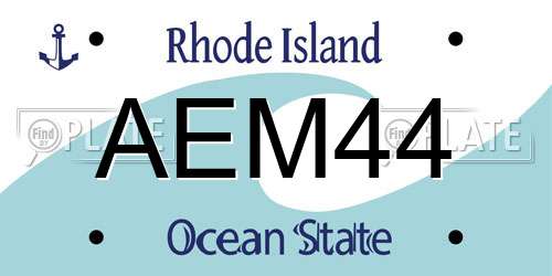 AEM44 Rhode Island License Plate