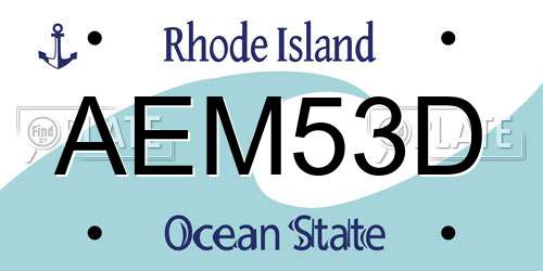 AEM53D Rhode Island License Plate