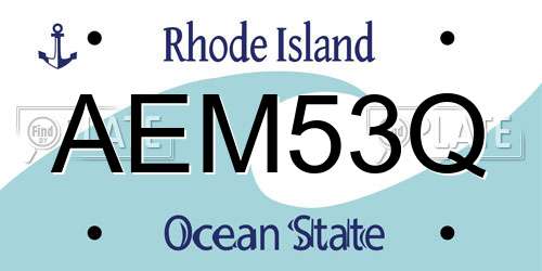 AEM53Q Rhode Island License Plate