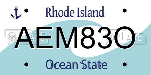 AEM83O Rhode Island License Plate