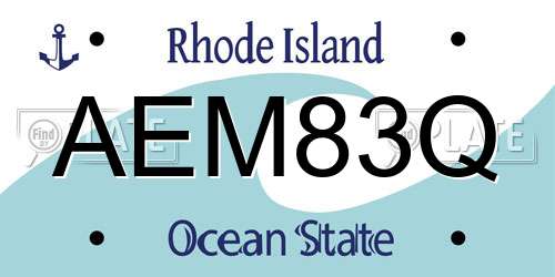 AEM83Q Rhode Island License Plate